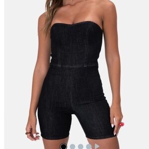 ADIKA Vibe Strapless Denim Biker Romper